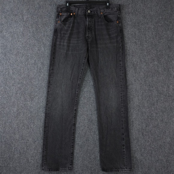 Levi's Other - Levis 501 Jeans Mens 34x35* Washed Black Button Fly Straight Leg Cotton Denim